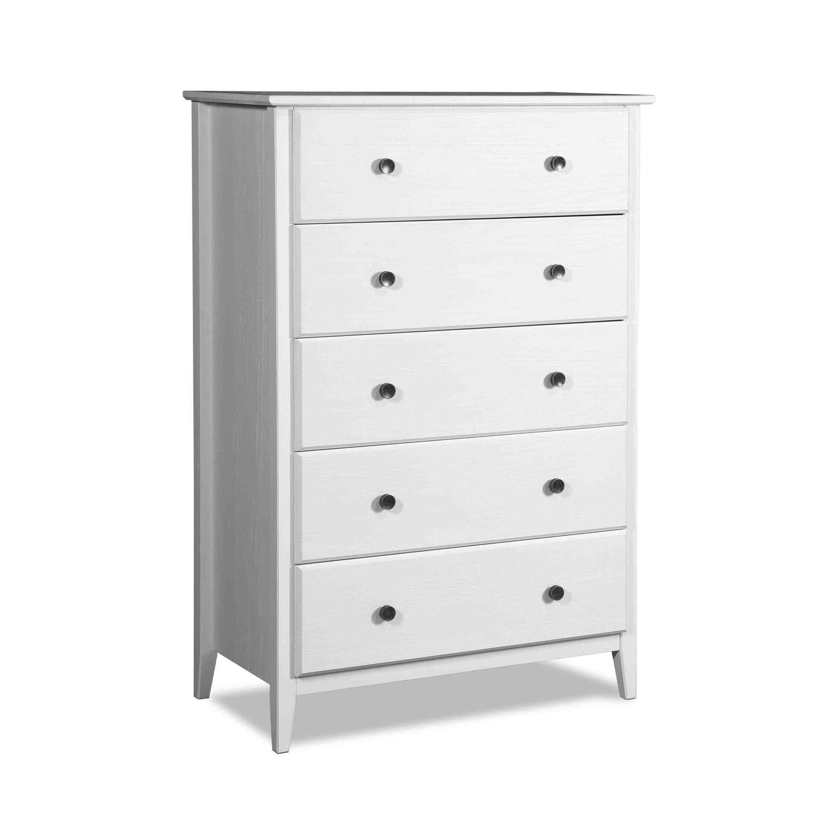 Grain Wood Furniture Greenport 5-Drawer Chest, Solid Wood with Brushed White Finish