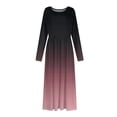 thumbnail image 4 of LISTHA Women's Maxi Dress Long Sleeve Crewneck Loose Plain Casual Empire Waist Fall Party Long Dresses with Pockets Pink 2XL, 4 of 5