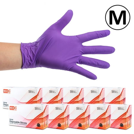 10 Packs of Disposable Nitrile Gloves 4 Mil Latex Free Safety Working Gloves (100 Count per Pack)