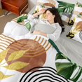 thumbnail image 3 of Castle Fairy Retro Tropical Leaves Bedding Comforter Set 7 Pieces for Kids,Geometric Stripes Full Bedding Set,Green Gold,Grey Reversible, 3 of 7