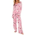 thumbnail image 5 of FDGIU ‌‌‌‌Women's Valentine Pajama Set - 2 Piece Sleepwear Long Sleeve Button Down Shirt & Pants, 5 of 7