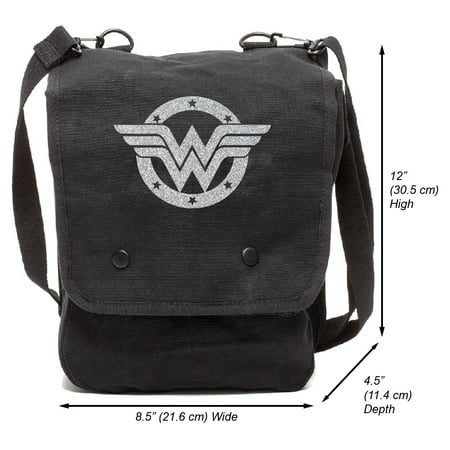 Wonder Woman Logo Canvas Crossbody Travel Map Bag