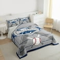 thumbnail image 3 of Feelyou Baseball Player Kids Queen Comforter Set, Modern Ball Game Sport Bedding Sets, Grey Blue Cartoon Theme Reversible Bedding Comforter Set, Ultra Soft Bedroom Decor, 3pcs, 3 of 8