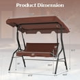 thumbnail image 2 of Costway Patio 3 Seats Canopy Swing Glider Hammock Steel Frame Cushioned Backyard Coffee, 2 of 10