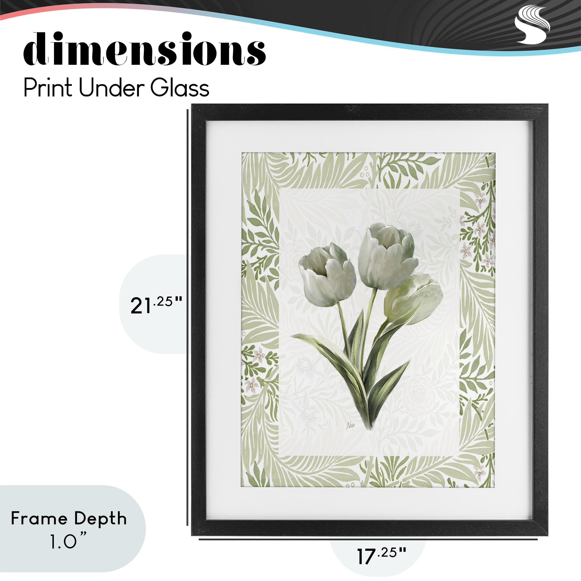 Stupell Industries Pale Green Tulip Trio Black Framed Print Under Glass, design by Nan