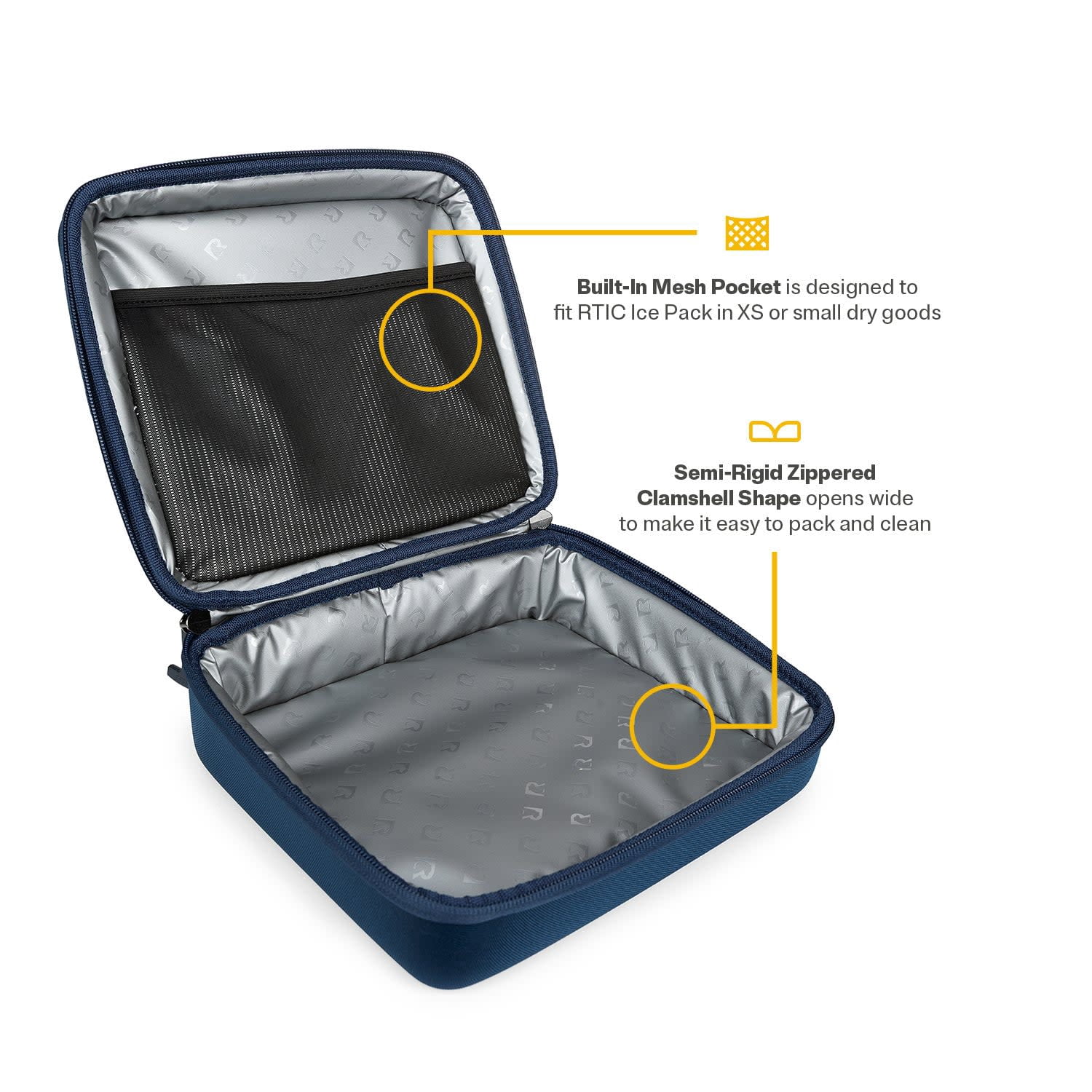 RTIC Day Packer Lunch Box, Insulated Lunch Container, Zipper Closure, Waterproof Fabric Navy & Denim