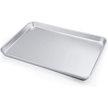 

Tutuviw Rectangle Small Baking Sheet Stainless Steel Baking Pan Tray Cookie Sheet Non Toxic & Healthy Easy Clean & Dishwasher Safe Rectangle Size 9.1 x 6.8 x 1 inch for Cookies Bacons Meat