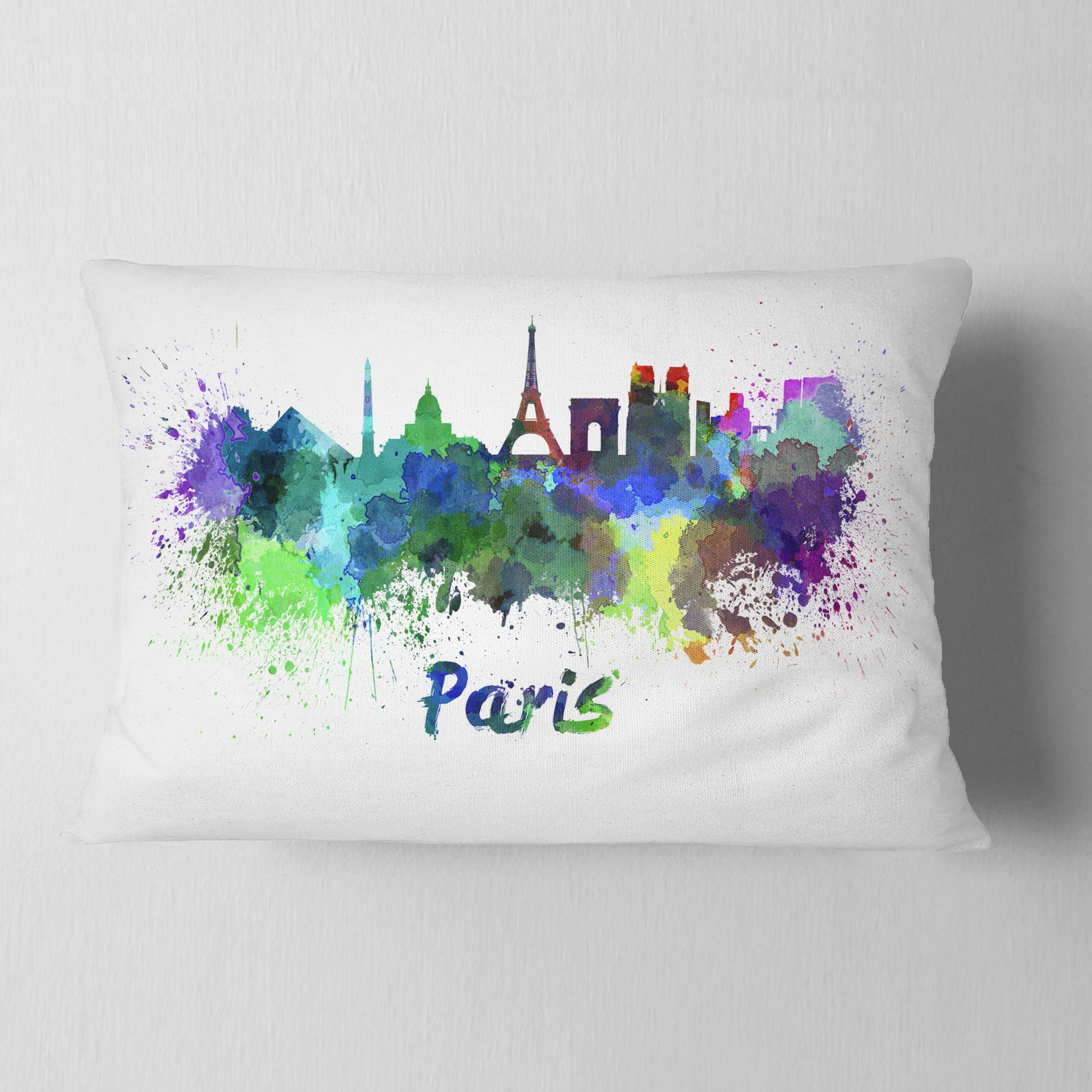 Designart Paris Skyline - Cityscape Throw Pillow - 12x20