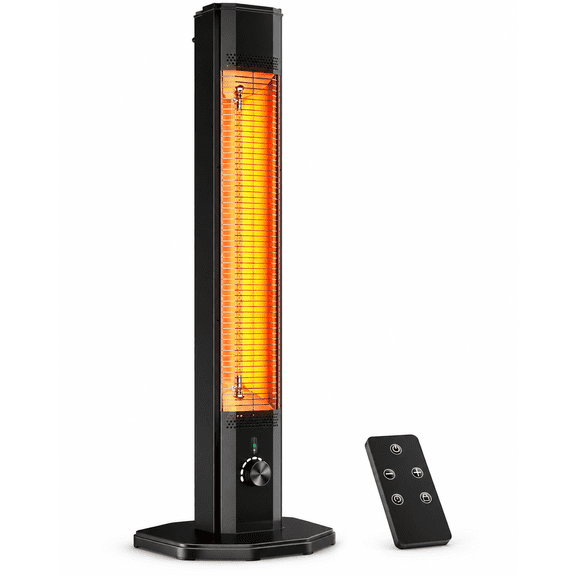 Electric Patio Heaters for Outdoor Use, 42-Inch 1500W Infrared Tower Heater with Fan, Oscillation, Remote, 3 Modes, 9 Heat Levels, Dual Timer and IPX5