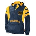 thumbnail image 2 of Men's Starter Navy Milwaukee Brewers Impact Hoodie Half-Zip Jacket, 2 of 3