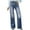 Blue, variant on MuZeFu Womens Jeans Straight Leg Crop Women's Solid Color Fashion Casual Puncture Straight Barrel Full Length Pants Jeans