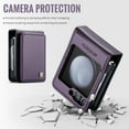 thumbnail image 5 of Mantto for Samsung Galaxy Z Flip 6 Case with Card Holder, Premium PU Leather Back Flip Wallet Case for Women Men with RFID Blocking Card Slots Magnetic Clasp Shockproof Kickstand Phone Cover,Purple, 5 of 7