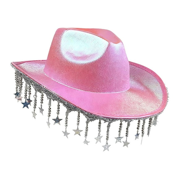 FVDPWYE Western Cowboy Hat Sun Cap Party Hat for Halloween Engagement Stage Performance Pink
