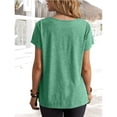 thumbnail image 4 of Mujer Casual Manga Corta Top Moda Cuello Redondo Camiseta Cómoda Elegante Blusa De Manga Corta Verde Claro S, 4 of 6