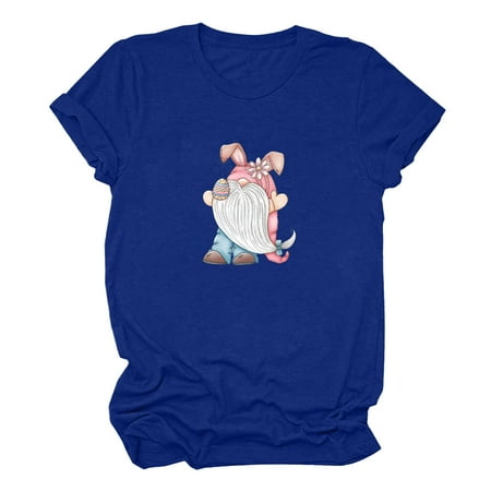 

Mrat Short Sleeve Round-Neck Blouses & Shirts Corset Tops For Women Easter Shirt For Ladies Happy Cute Bunny Print Tee Casual Short Sleeve Tops Hawaiian Shirt For Female
