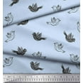 thumbnail image 3 of Soimoi Blue Poly Georgette Fabric Flying Bird Artistic Print Sewing Fabric Yard 42 Inch Wide, 3 of 3