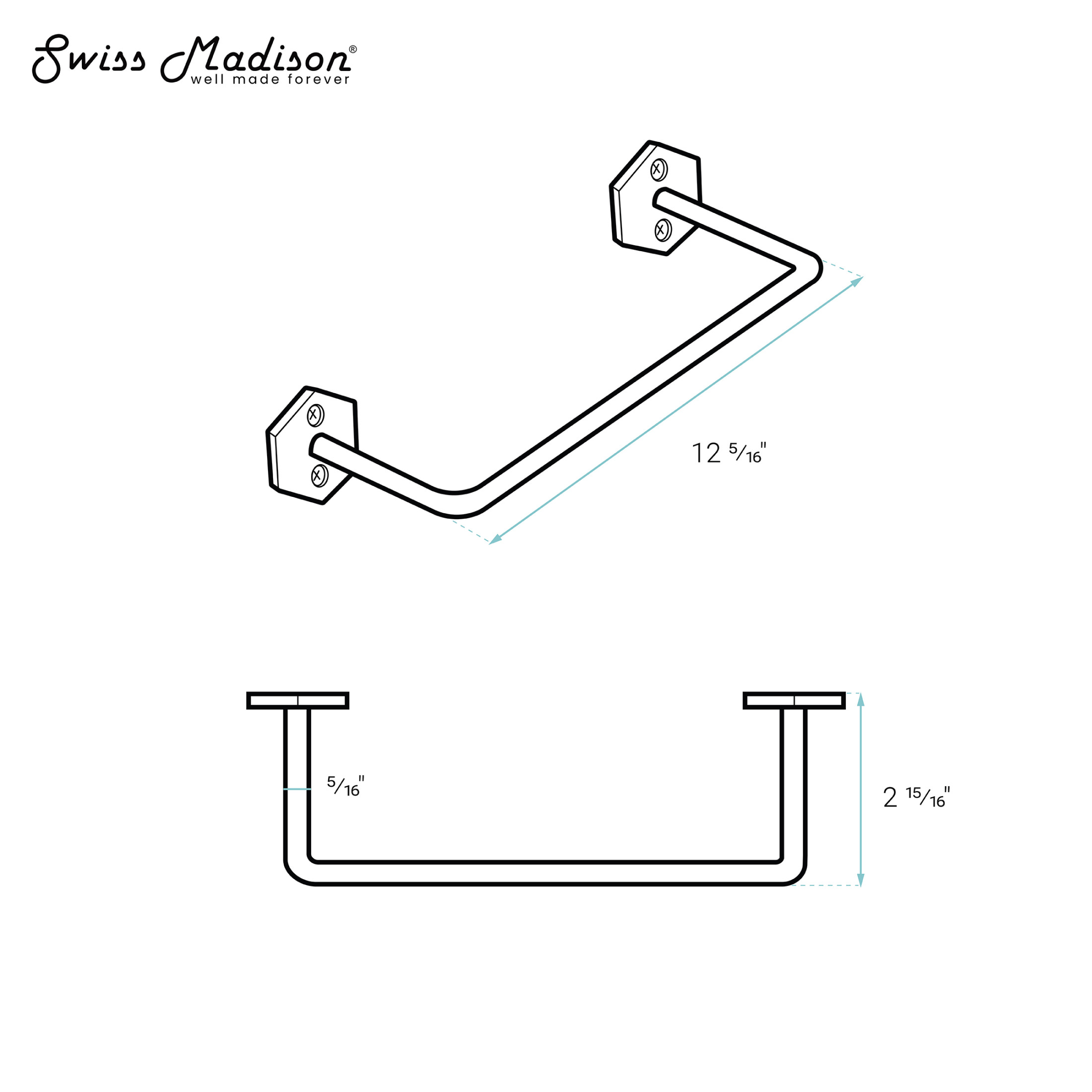 Brusque 12" Towel Bar in Brushed Gold