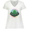 thumbnail image 3 of Inktastic Spaceship Funny Alien Outer Space Women's Plus Size V-Neck T-Shirt, 3 of 5