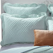 Calla Angel Sage Garden Luxury Pure Cotton Quilted Pillow Sham, Euro, 26x26, Light Aqua