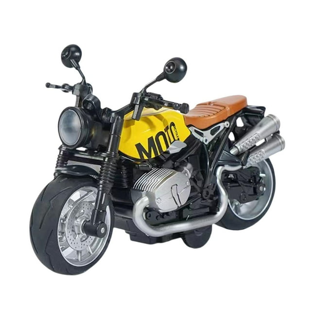 MERIGLARE Modèle de Moto en Alliage Jouets pour Enfants Moto à Rétrofriction pour Enfants Adolescents Jaune