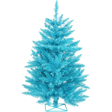 Vickerman 3' Sky Blue Artificial Christmas Tree with 70 Teal LED