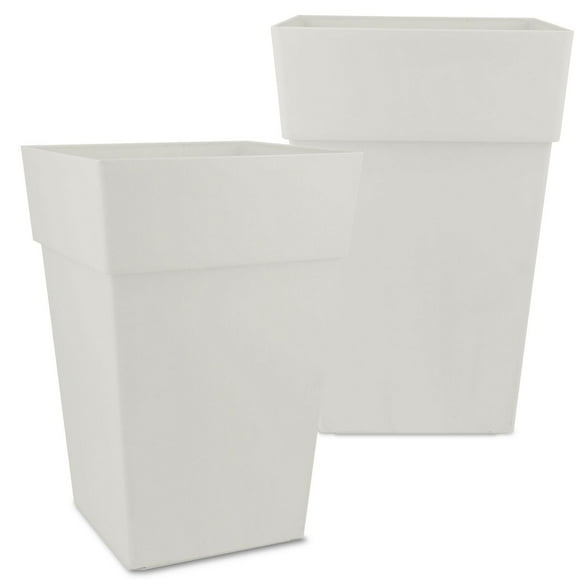 Grapevine Plus Collection Ollie Recycled Plastic Planter, Cream, 2-Pack