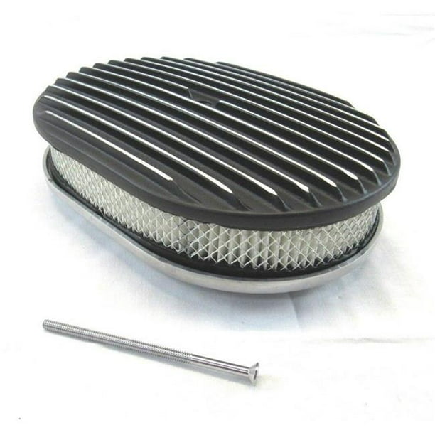 12 in. Oval Full Finned Air Cleaner with Element, Black