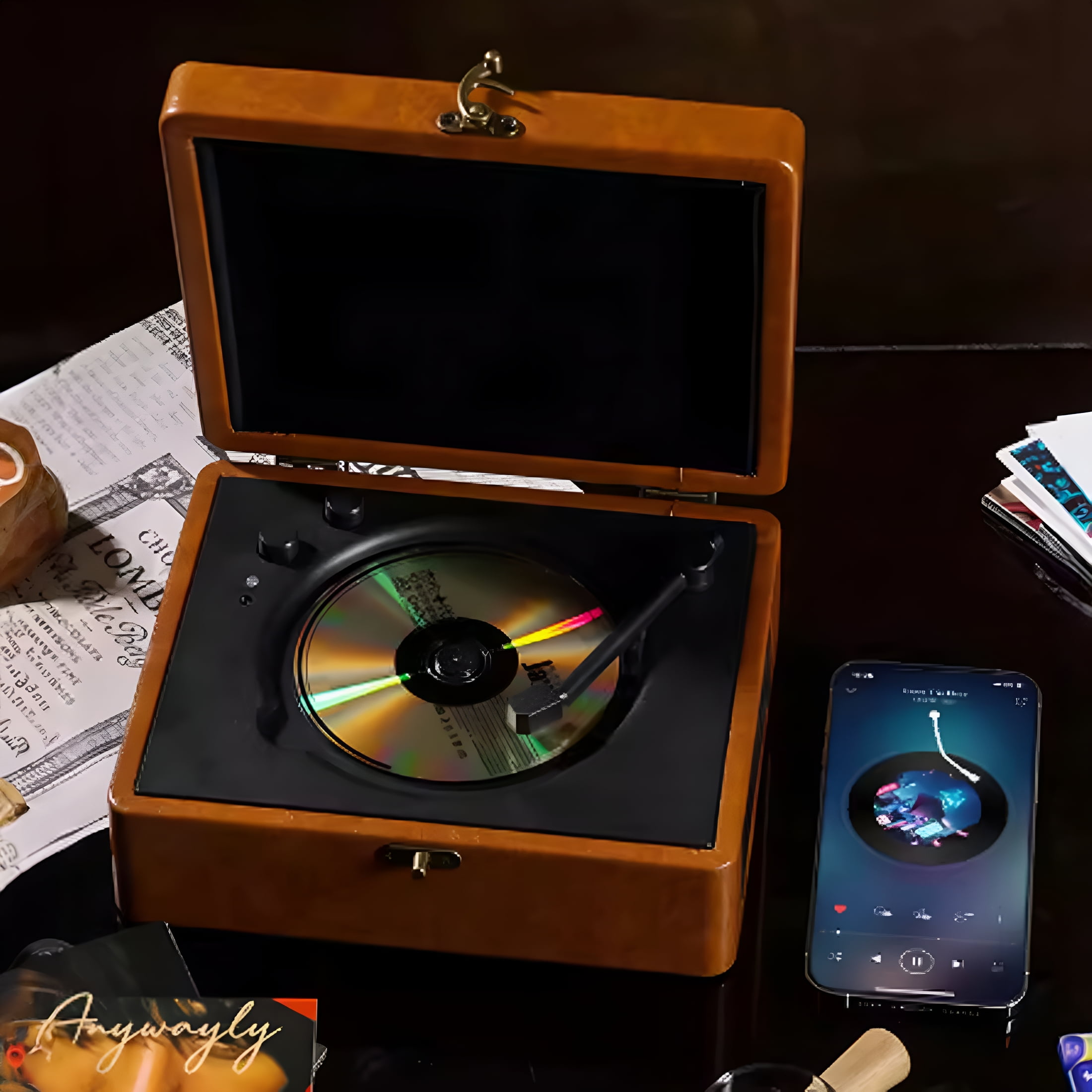 GJX Bluetooth CD Player Portable 2.0 HiFi Sound Record Player with Remote Control Professional CD Player for Home Office