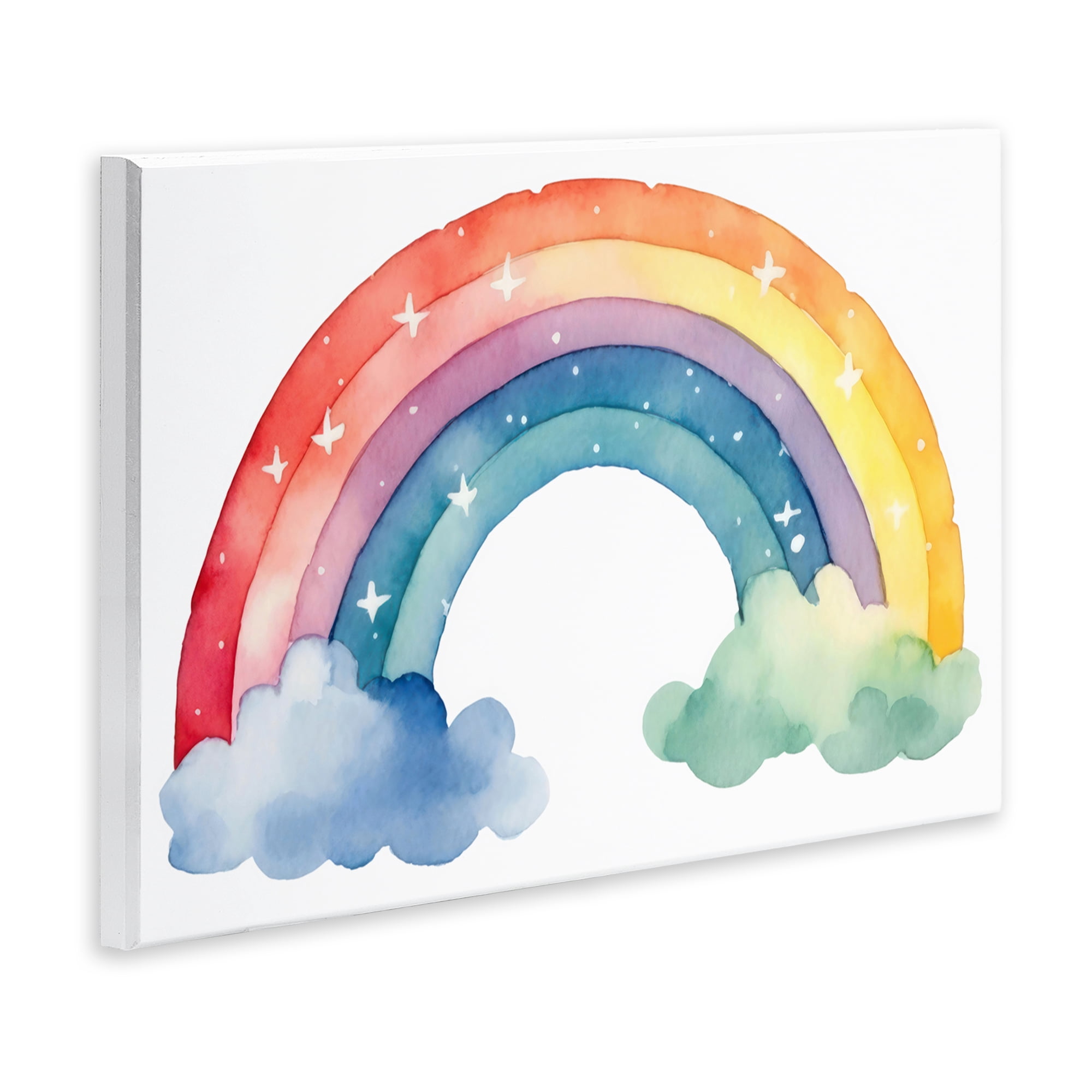 Stupell Industries Colorful Rainbow with White Stars Wall Plaque Art, design by Creative Studio