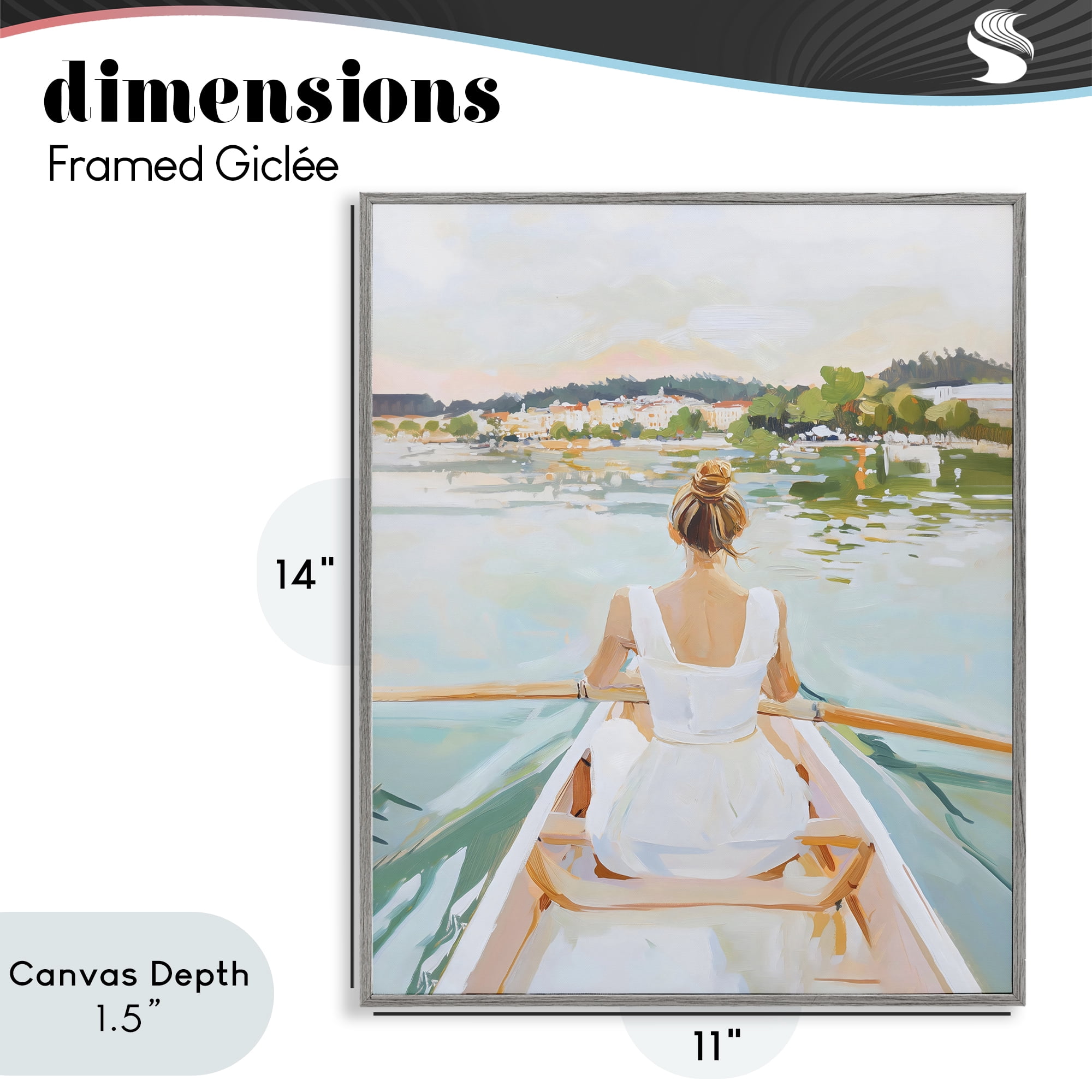 Stupell Industries Girl In Peaceful Canoe Ride Gray Framed Giclee Art, design by The Prints Vibe