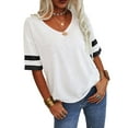 thumbnail image 6 of Sherrylily Womens Plus Short Sleeve Striped Print T-shirt Plus Size Basic Tops, 6 of 7