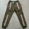thumbnail image 5 of Generic Men's Stylish Fleece Cargo Joggers Fashion Striped Winter Thermal Casual Outdoor Cargo Sweatpants with Pockets, 5 of 7