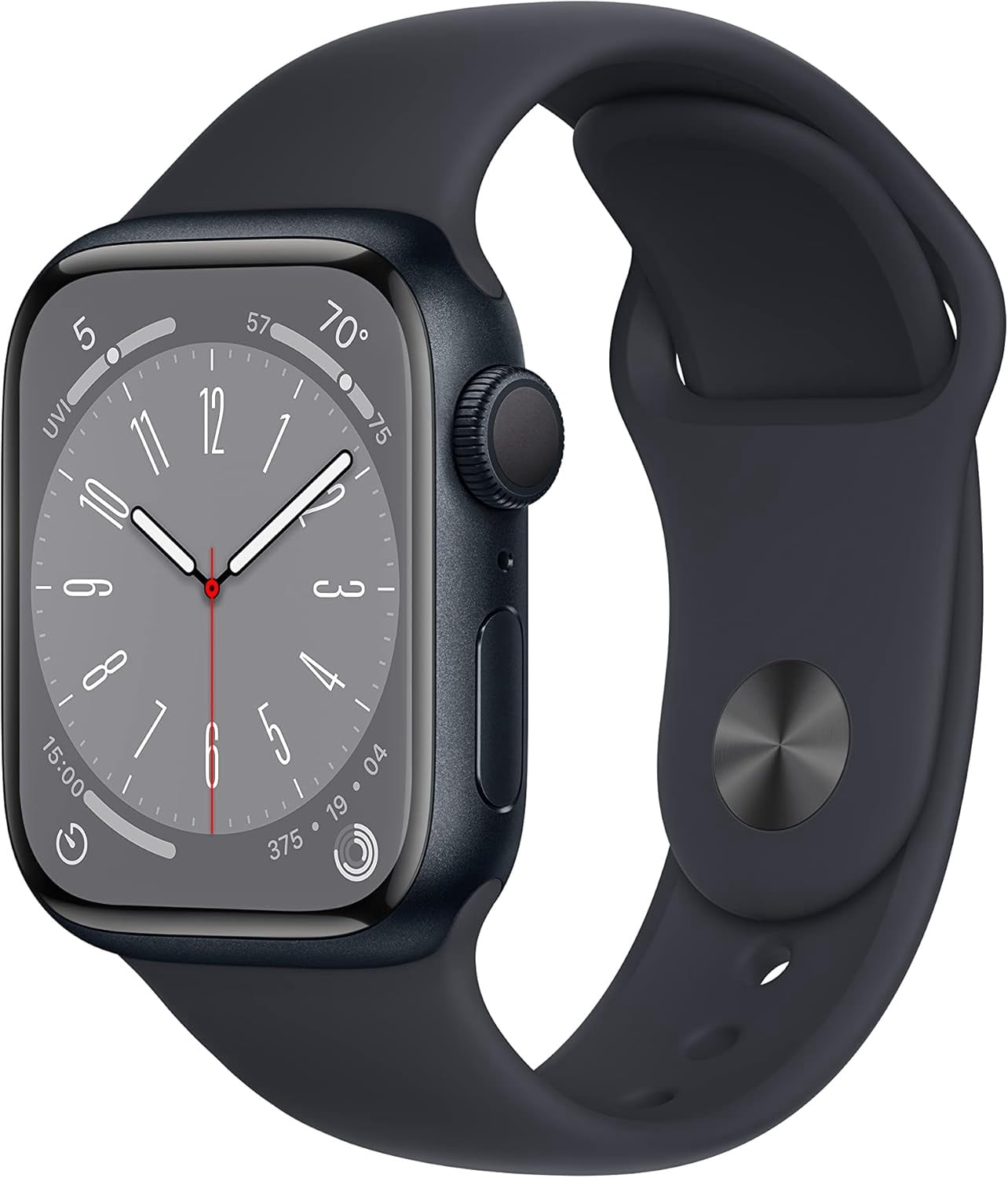 Restored Apple Watch Series 8 (GPS + Cellular, 45 mm) Midnight Aluminum Case with Midnight Sport Band Bundle 5 Bonus Bands, Charging Stand, Screen Protector, & 2 amp charger (Refurbished)