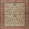 thumbnail image 1 of Ahgly Company Machine Washable Indoor Square Traditional Brown Red Area Rugs, 6' Square, 1 of 7