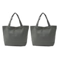 thumbnail image 1 of Unique Bargains Sac Fourre-Tout en Toile avec Poignée Sac à Main Réutilisable Sacs de Magasinage Gris Foncé Lot de 2, 1 of 5