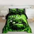 thumbnail image 4 of Castle Fairy Boys Gradient Gamer 2pcs Bedding Comforter Set,Video Game Twin Comforter Sets,Black Green Breathable Bedding Set,Lightweight Room Decor, 4 of 8