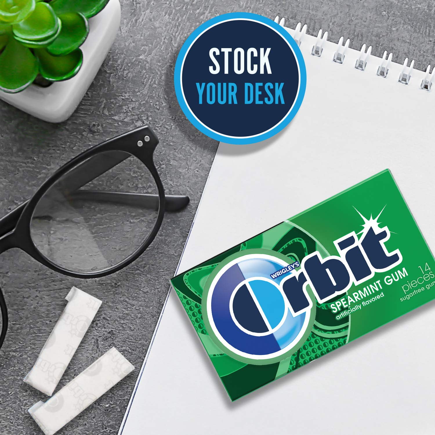 ORBIT Spearmint Sugar Chewing Gum, 12 Packs of 14-Pieces (168 Total Pieces)