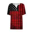 thumbnail image 4 of YOTAMI 4th of July Women's Patriotic T-Shirts Plus Size American Flag Red White Blue Tops Short Sleeve Button V-Neck Independence Day Tops Sizes S-XXXL, 4 of 5