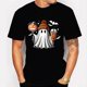 thumbnail image 2 of Camisetas de verano para hombre, ropa con estampado gráfico de fantasma, café, calabaza, Halloween, deportes informales, cuello redondo, camiseta de manga corta, Top, 2 of 5