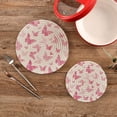 thumbnail image 2 of Pot Holders Trivets Set Cotton Potholders Set, Hot Pads Set of 2, Watercolor Pink Butterfly Hot Pot Trivets One 9.45 Inch and One 7 Inch Home Decor Gifts, 2 of 7