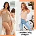 thumbnail image 5 of COMFREE Women Tummy Control Bodysuit Slimming Shapewear Smooth Body Shaper V Neck Underwire Bra Jumpsuit Tummy Control Tops, 5 of 7