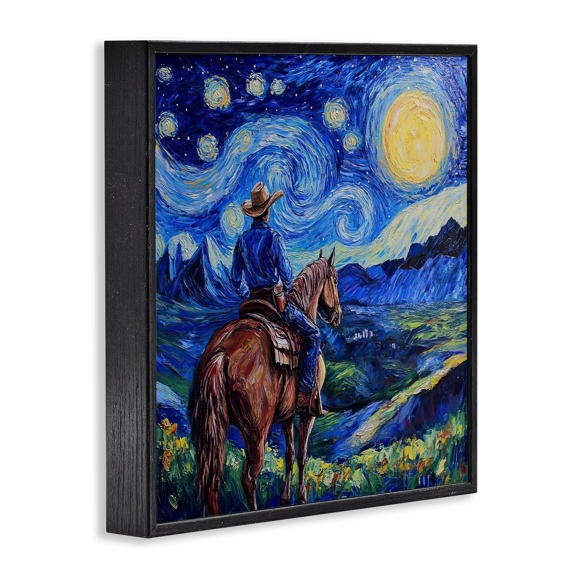 Stupell Industries Starry Night Cowboy Black Framed Giclee Art, design by Tina LeCour