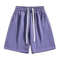 thumbnail image 1 of Plebaso Men's Elastic Waist Drawstring Casual Shorts Loose Solid Color Mens Summer Shorts with Pockets, 1 of 5