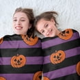 thumbnail image 5 of Halloween Purple and Black Striped Pumpkins Round Blanket,Comfortable Soft Flannel Throw Blanket,All Season,Warm Lightweight Blankets for Sofa Bed Couch Living Room Chair 60"x60", 5 of 5