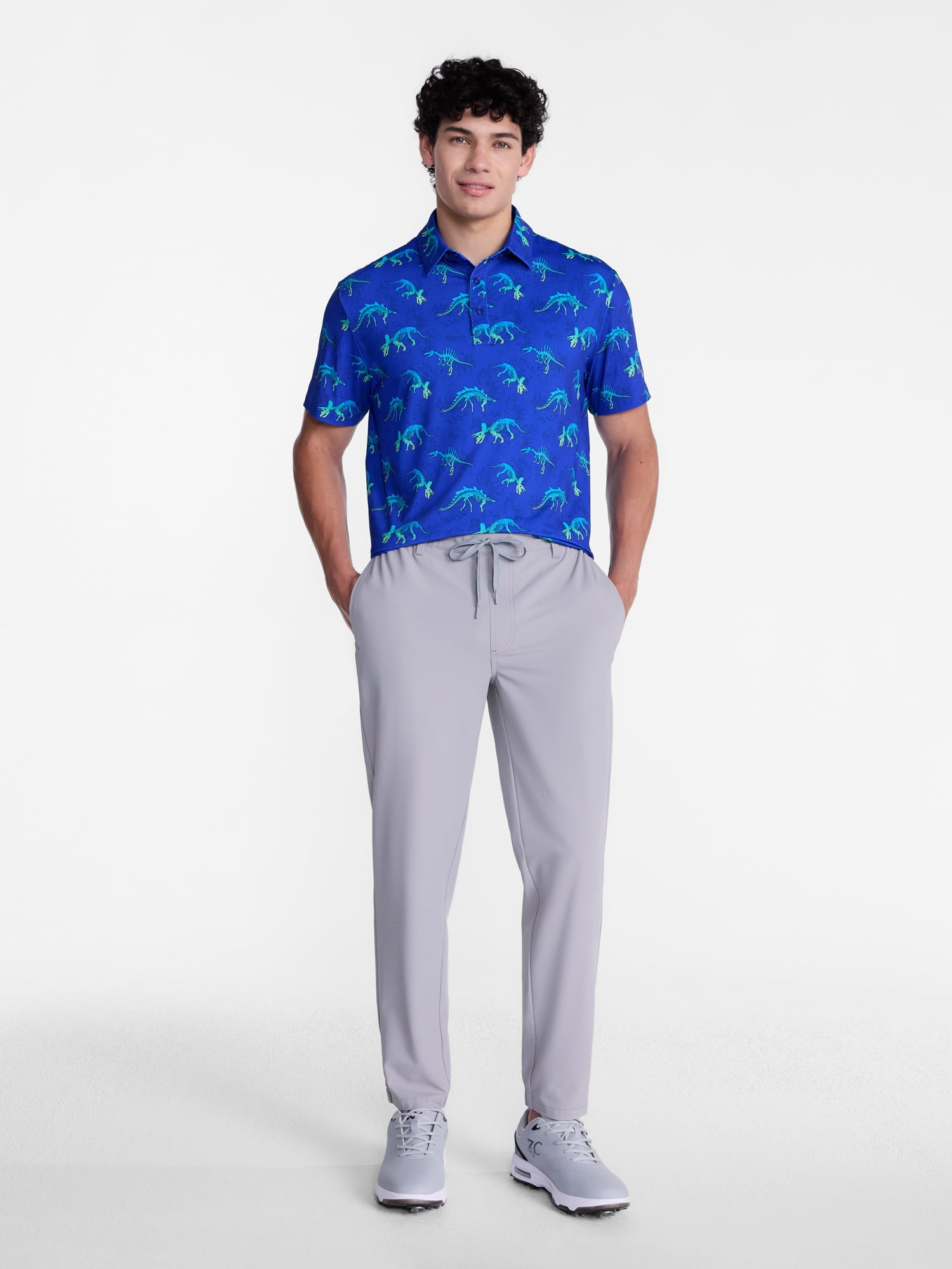Birdie Bound Men's and Big Men's Jurassic Ombre Print Golf Polo Shirt, Sizes XS-4XLT