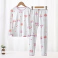 thumbnail image 2 of TOWED22 Baby Toddler Girls Fall Winter Outfits 2pcs CartoonPrint Long Sleeve Round Neck Tee and Relaxed Pants Set Clothes(White,7-8 Y), 2 of 8