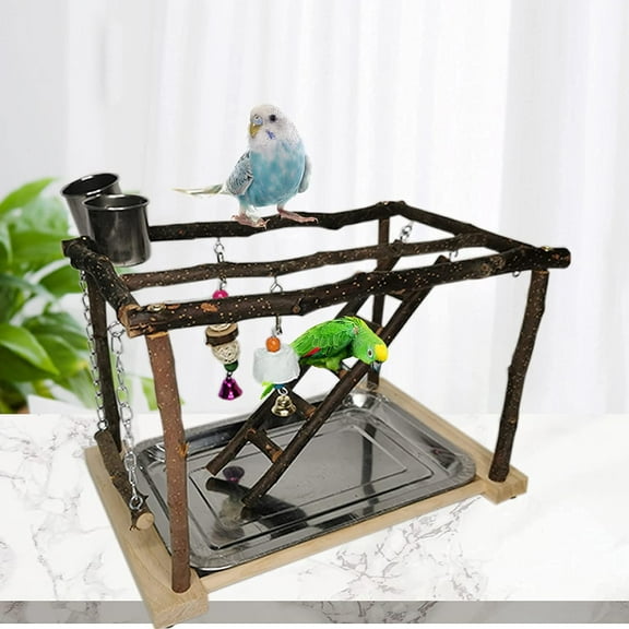 Tfwadmx Parrots Playstand Bird  Gym Wooden Climbing Toy with Ladders & Chewing Accessories for Small to Medium Birds