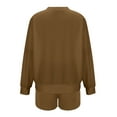 thumbnail image 5 of ATOYSOY Women's Loose Outfits with Pockets for Ladies Sweat Suits Elastic Waist Shorts 2 Piece Lounge Sets Clearance Crew Neck Sweatshirts Long Sleeve Tracksuits Casual Brown S, 5 of 7