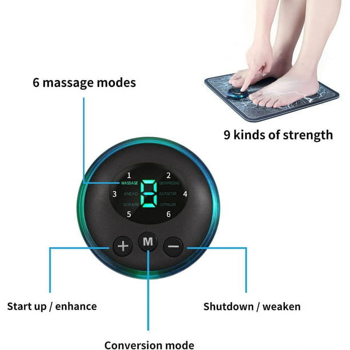 Foot Massager Pad for Pain Plantar Relief, Muscle Relaxation, Muscle Blood Circulation Spa Blood Circulation Improve Pain Relief with Remote