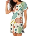 thumbnail image 2 of Wukai Racket and Tennis Ball Print Women's Loose Short Sleeve Nightgown, Soft Sleep Dress for Comfortable Relaxation, Casual Lounge Wear, 2 of 6